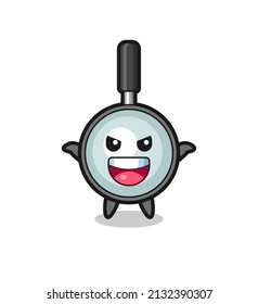 the illustration of cute magnifying glass doing scare gesture , cute style design for t shirt, sticker, logo element
