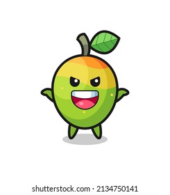 the illustration of cute mango doing scare gesture , cute style design for t shirt, sticker, logo element