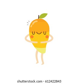 illustration of cute mango on white background. funny vegetables. can be used for greeting cards or posters
