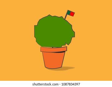 Illustration of cute manjerico plant with flag. Vector and icon festival of Portugal