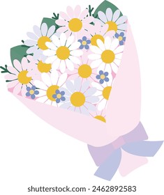 illustration of cute marguerite bouquet 