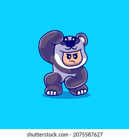 ilustración de un chico de artes marciales lindas usando disfraz panda, adecuado para diseño de camisetas o mascotas y otros sobre pandas lindos