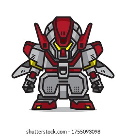 Illustration of cute mecha robot  vector The Concept of Isolated Technology. Flat Cartoon Style Suitable for Landing Web Pages, Banners, Flyers, Stickers, Cards