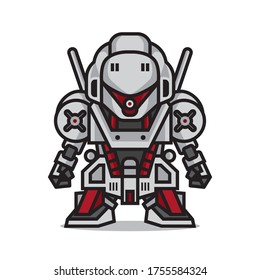 Illustration of cute mecha robot  vector The Concept of Isolated Technology. Flat Cartoon Style Suitable for Landing Web Pages, Banners, Flyers, Stickers, Cards