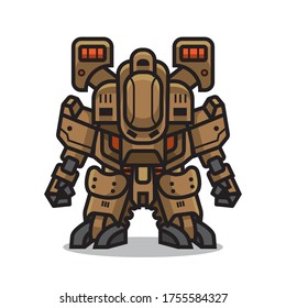 Illustration of cute mecha robot  vector The Concept of Isolated Technology. Flat Cartoon Style Suitable for Landing Web Pages, Banners, Flyers, Stickers, Cards