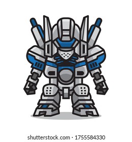 Illustration of cute mecha robot  vector The Concept of Isolated Technology. Flat Cartoon Style Suitable for Landing Web Pages, Banners, Flyers, Stickers, Cards