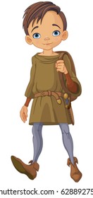 Illustration of cute medieval boy