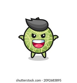 the illustration of cute melon fruit doing scare gesture , cute style design for t shirt, sticker, logo element
