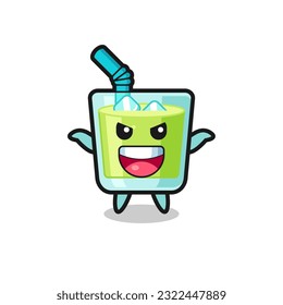 the illustration of cute melon juice doing scare gesture , cute style design for t shirt, sticker, logo element