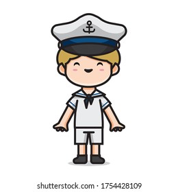 Illustration of cute men costume sailor vector The Concept of Isolated Technology. Flat Cartoon Style Suitable for Landing Web Pages, Banners, Flyers, Stickers, Cards