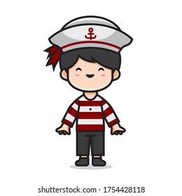 Illustration of cute men costume sailor vector The Concept of Isolated Technology. Flat Cartoon Style Suitable for Landing Web Pages, Banners, Flyers, Stickers, Cards
