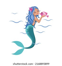 illustration of a cute mermaid in the sea.