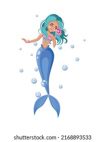 illustration of cute mermaid shell.