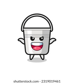 the illustration of cute metal bucket doing scare gesture , cute style design for t shirt, sticker, logo element