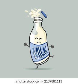 ILLUSTRATION OF CUTE MILK AND BOTTLE ICONS