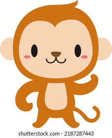 Illustration of a cute monkey character in a standing pose