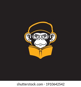 Illustration of cute monkey logo vector The Concept of Isolated Technology. Flat Cartoon Style Suitable for Landing Web Pages, Banners, Flyers, Stickers, Cards