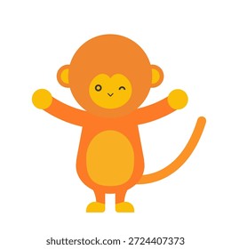 Uma ilustração de um macaco bonito de pé com os braços estendidos.