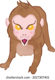 Illustration of a cute monkey threatening