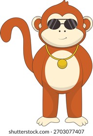 Ilustração de Cute Monkey. Caractere vetorial em estilo de desenho animado.