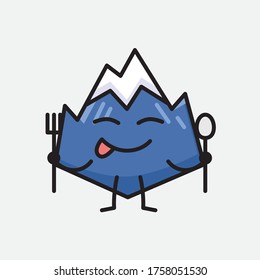 An Illustration of Cute Mountain Icon Mascot Vector Character in Flat Design Style