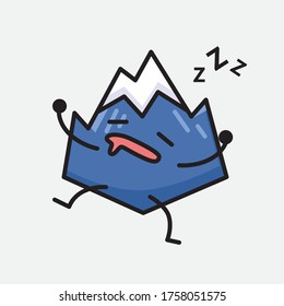 An Illustration of Cute Mountain Icon Mascot Vector Character in Flat Design Style
