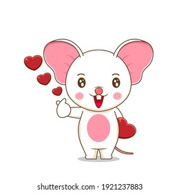 Ilustración del lindo personaje del ratón que da amor