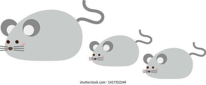Illustration of a cute mouse.Illustration of a rat.　