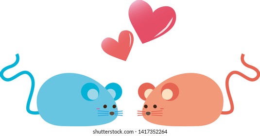 Illustration of a cute mouse.Illustration of a rat.　