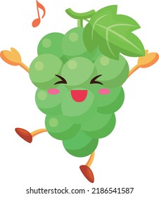 Illustration of a cute muscat character who is very happy