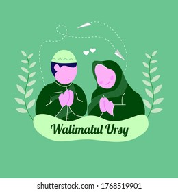 

Illustration of a cute Muslim character married