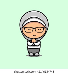 illustration of cute muslim girl vector design