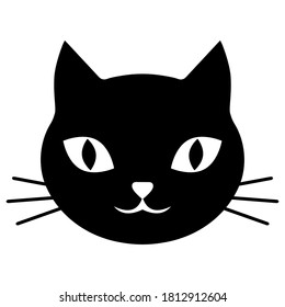 ilustración de la boquilla linda del gato negro sobre fondo blanco
