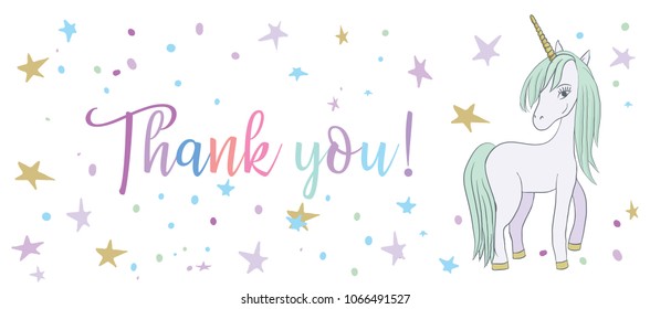 Illustration with a cute mystic unicorn animal. Magic, fantasy, party, children's game, learning the theme design element. Vector illustration