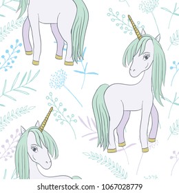Illustration with a cute mystic unicorn animal. Magic, fantasy, party, children's game, learning the theme design element. Vector illustration