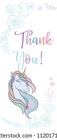 Illustration with a cute mystic unicorn animal. Magic, fantasy, party, children's game, learning the theme design element. Vector illustration