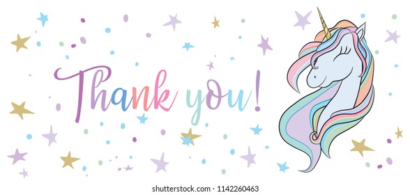 Illustration with a cute mystic unicorn animal. Magic, fantasy, party, children's game, learning the theme design element. Vector illustration