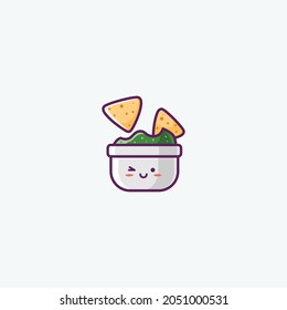 Illustration of Cute Nachos Icon - Smiley Emoji Icon Set, Vector Cartoon Illustration.