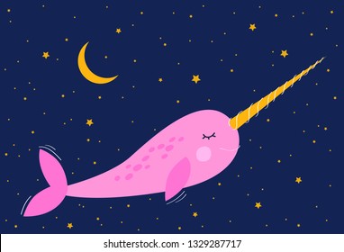 Illustration of the cute narwhal