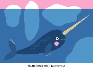 Illustration of the cute narwhal