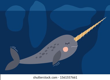 Illustration of the cute narwhal