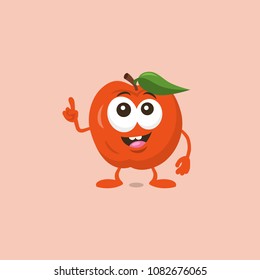 Illustration of cute nectarine mascot which has a great idea isolated on light background. Flat design style for your mascot branding.