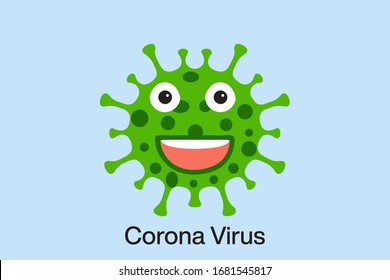 Illustration of a cute novel corona virus (covid-19) monster character.Corona virus cartoon ,sign,symbol and background template.Wuhan virus design,sticker and icon.