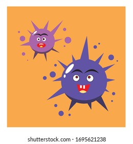 Illustration of a cute novel corona virus (covid-19) monster character.