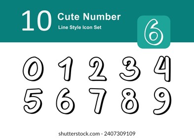 Illustration of Cute Number Collection design Flat Icon. Cute Number Flat Icon Pack. Set of Cute Number Flat Icon