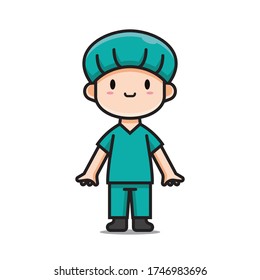 Illustration of Cute Nurse Vector The Concept of Isolated Technology. Flat Cartoon Style Suitable for Landing Web Pages, Banners, Flyers, Stickers, Cards