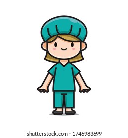 Illustration of Cute Nurse Vector The Concept of Isolated Technology. Flat Cartoon Style Suitable for Landing Web Pages, Banners, Flyers, Stickers, Cards