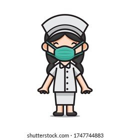 Illustration of Cute Nurse Vector The Concept of Isolated Technology. Flat Cartoon Style Suitable for Landing Web Pages, Banners, Flyers, Stickers, Cards