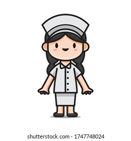 Illustration of Cute Nurse Vector The Concept of Isolated Technology. Flat Cartoon Style Suitable for Landing Web Pages, Banners, Flyers, Stickers, Cards