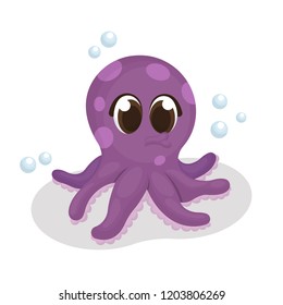 Illustration of Cute Octopus with Cartoon style